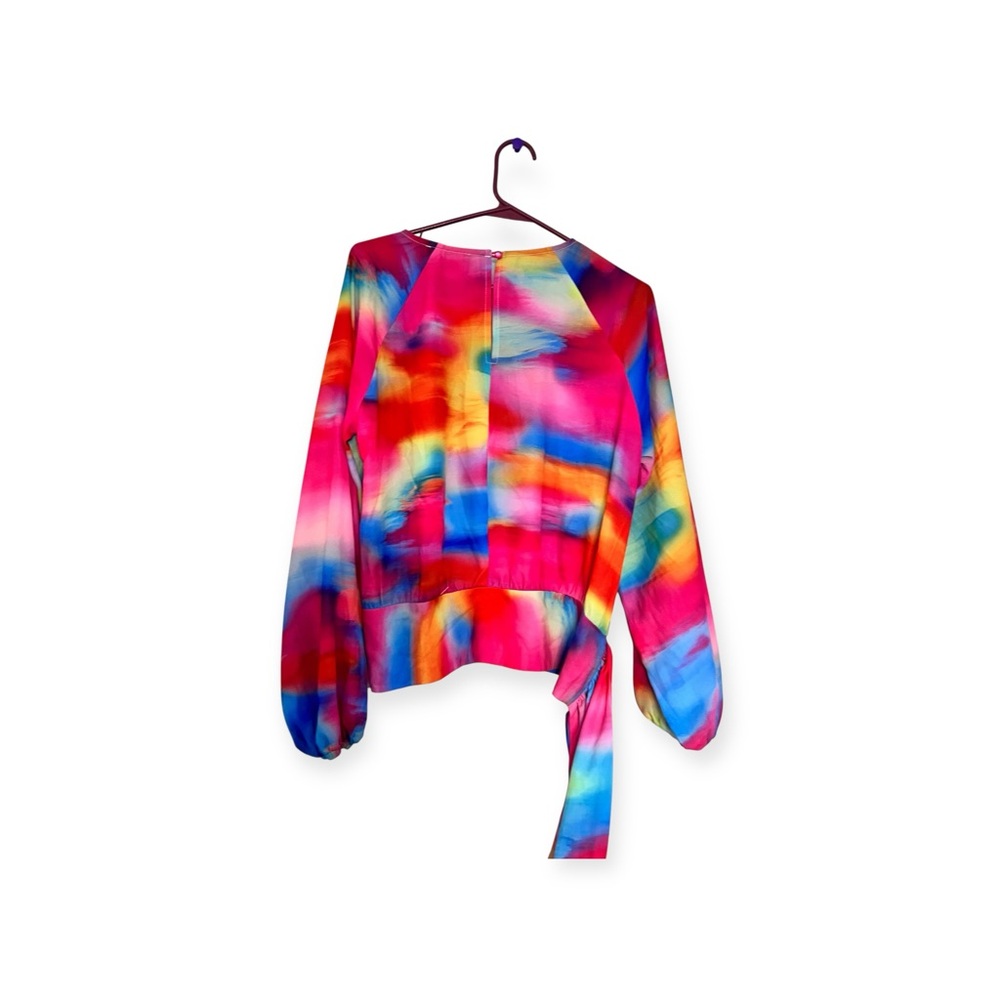New York & Company Tie-Dye bow waist blouse sz M - Picture 5 of 12